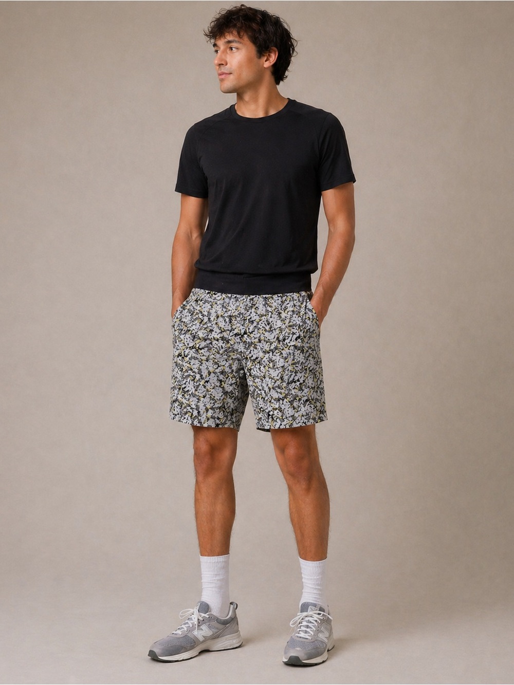 REI Co-Op MENS Patterned Speckled Athletic Shorts Gray Black Size XXL
